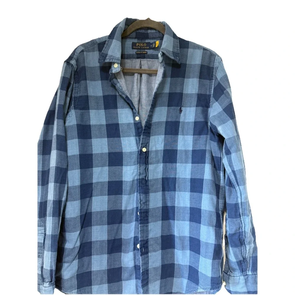 Polo Ralph Lauren Men's Classic Fit Indigo Plaid Shirt Blue Size M